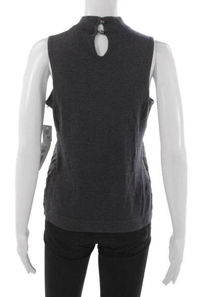 Etcetera Womens Sleeveless Pullover Mockneck Gray Geometric Sweater Size S