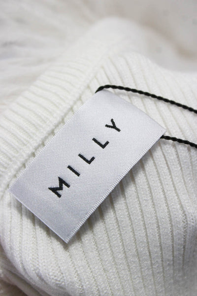 Milly Women One Shoulder Ribbed Knit Basic Tank White Sleeveless Size S