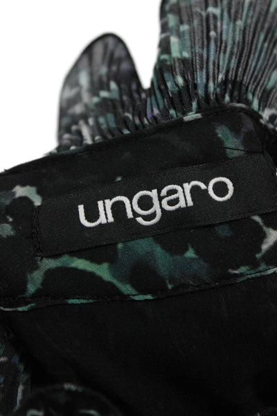 Ungaro Womens Halter Animal Print Tunic Blouse Sleeveless Black Size XL