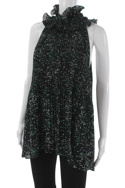 Ungaro Womens Halter Tunic Tank Black Animal Print Size 2XL