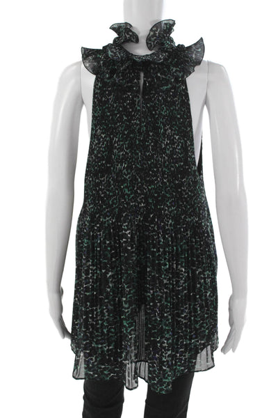 Ungaro Womens Halter Tunic Tank Black Animal Print Size 2XL