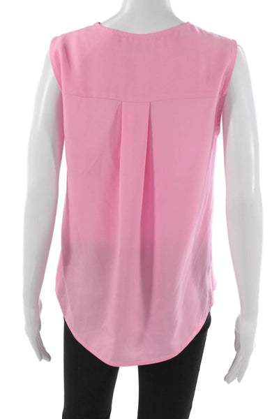 Milly Women Basic Sleeveless V-Neck Blouse Pink Polyester Size S