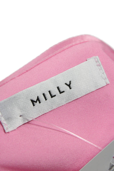 Milly Women Basic Sleeveless V-Neck Blouse Pink Polyester Size S