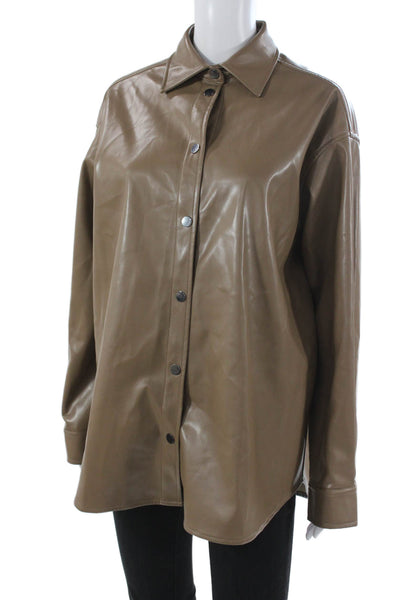 Kenneth Cole Women Basic Collared Button Up Blouse Brown Long Sleeve Size S