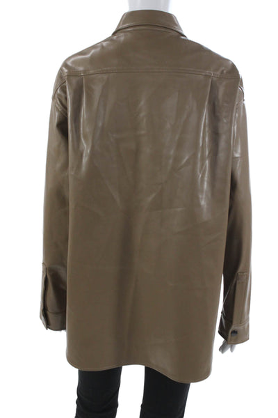 Kenneth Cole Women Basic Collared Button Up Blouse Brown Long Sleeve Size S