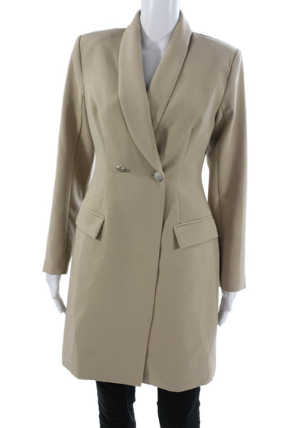Area Stars Womens Beige Blazer Dress Long Sleeve Button Polyester Size S