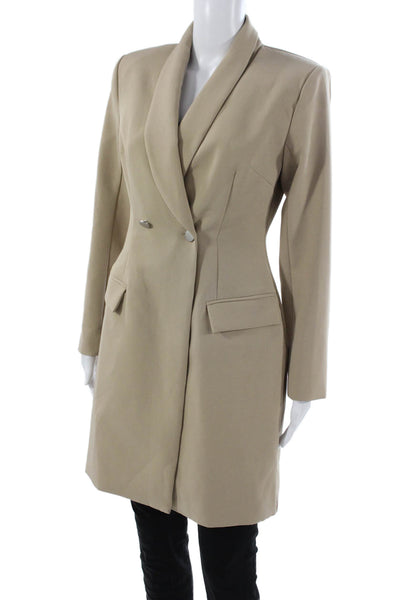 Area Stars Womens Beige Blazer Dress Long Sleeve Button Polyester Size S