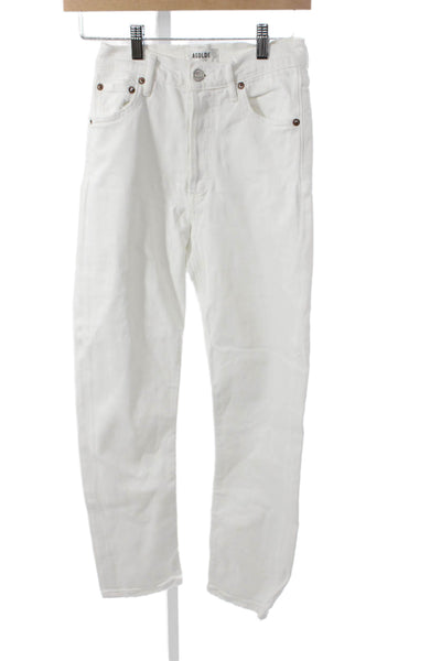 Agolde Womens Straight White High Rise Cotton Jeans Size 24