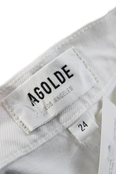 Agolde Womens Straight White High Rise Cotton Jeans Size 24