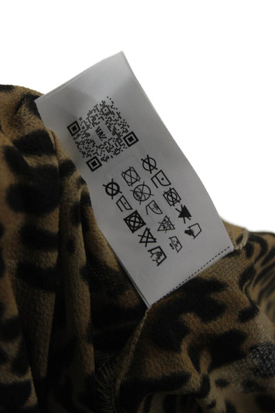 Zara Women Trapeze Swing Dress Brown Collared Long Sleeve Animal Print Size XS