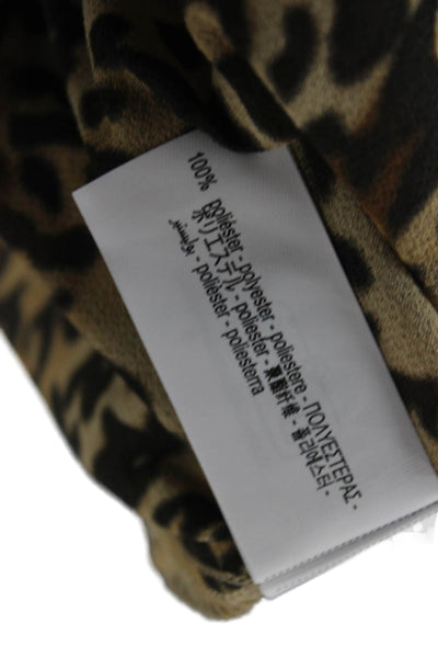 Zara Women Trapeze Swing Dress Brown Collared Long Sleeve Animal Print Size XS