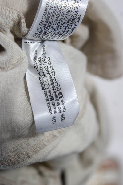 Zara Women Jogger Pants Beige Viscose Blend Button Solid Spring Size XS