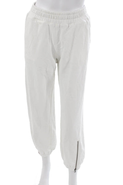 Elan Women Jogger Pants White Cotton Pull On Size S