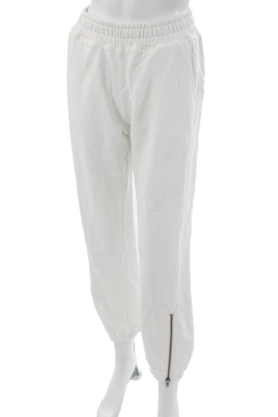 Elan Women Jogger Pants White Cotton Pull On Size S
