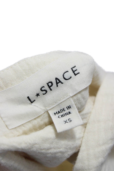 L Space Womens Cropped Halter Tank Ivory Cotton Tie Sleeveless Size XS