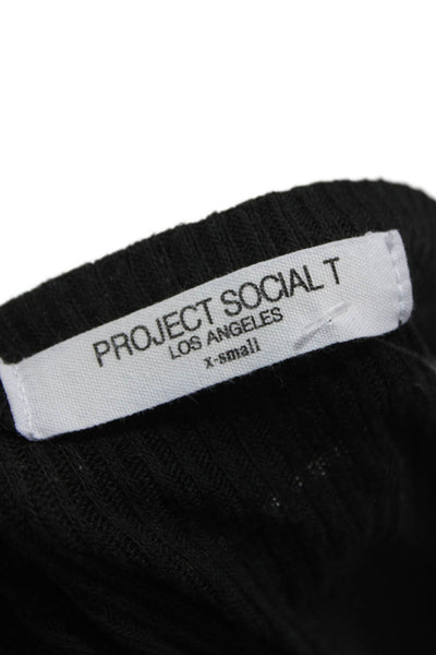 Project Social T Womens Basic Tank Black V Neck Sleeveless Size XS