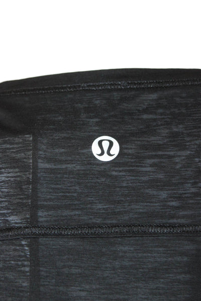 Lululemon Women Basic T-Shirt Black V-Neck Short Sleeve Nylon Blend Size 6