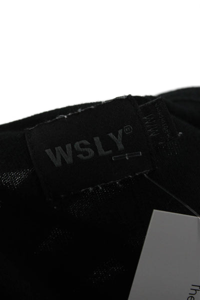 WSLY Womens Cropped T-Shirt Black Organic Cotton Crew Neck Short Sleeve Size M