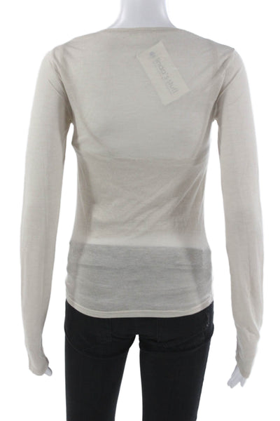 Zara Womens Basic Beige Long Sleeve T-Shirt Round Neck 50% Polyester Size S