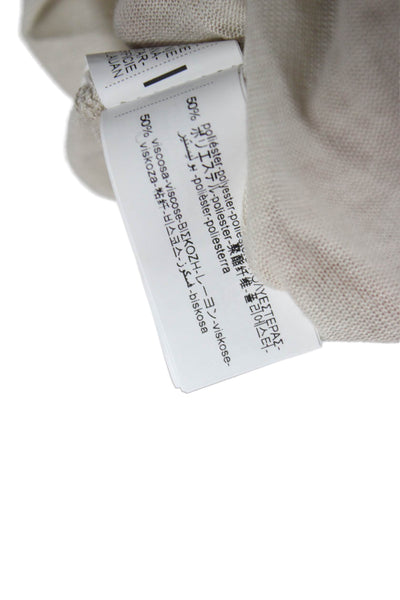 Zara Womens Basic Beige Long Sleeve T-Shirt Round Neck 50% Polyester Size S
