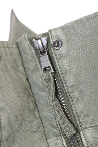 Evereve Women Military Jacket Green Linen Blend Long Sleeve Snap Size S
