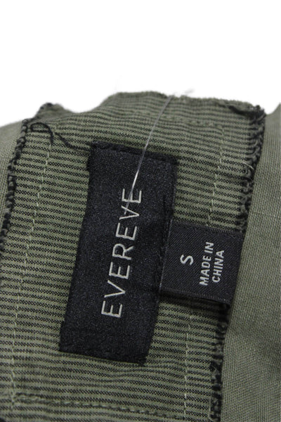 Evereve Women Military Jacket Green Linen Blend Long Sleeve Snap Size S