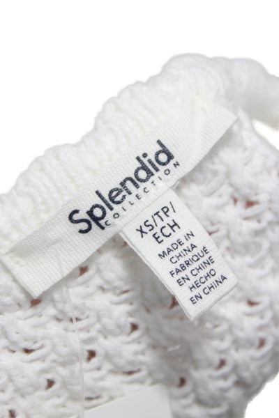 Splendid Womens Cardigan V Neck White 60% Cotton Short Sleeve Size XS Petites