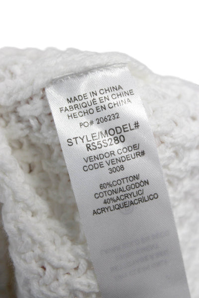 Splendid Womens Cardigan V Neck White 60% Cotton Short Sleeve Size XS Petites