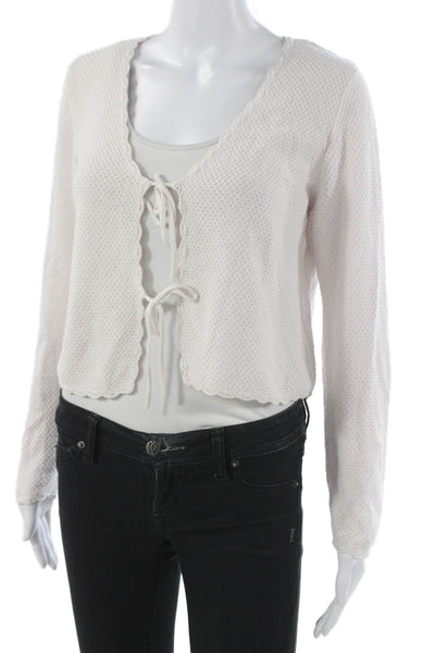Splendid Womens Ivory V-Neck Long Sleeve Cardigan Size S