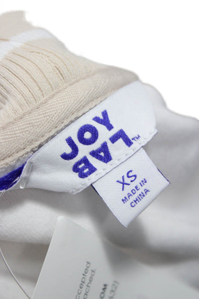 Joy Lab Womens White Striped V-Neck Cardigan Long Sleeve Cotton Blend Size XS