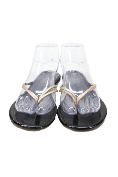 TKEES Womens Metallic Thin T Strap Sandals Brown Gold Leather Size 7