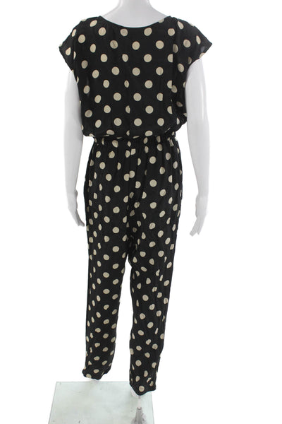 Corey Lynn Calter Womens Black Polka Dot V-Neck Viscose Jumpsuit Size M