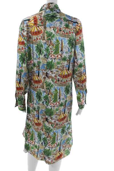 Zara Women Wrap Dress Collared Long Sleeve Knee Length Multicolor Size L
