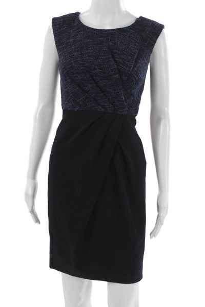 L.K. Bennett Womens Sheath Dress Black Sleeveless Round Neck Knee Length Size 2