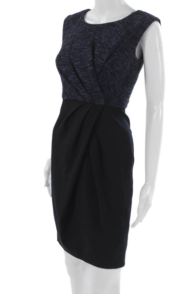 L.K. Bennett Womens Sheath Dress Black Sleeveless Round Neck Knee Length Size 2