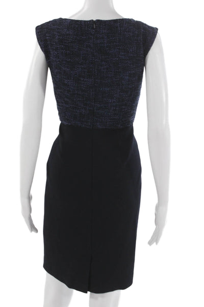 L.K. Bennett Womens Sheath Dress Black Sleeveless Round Neck Knee Length Size 2