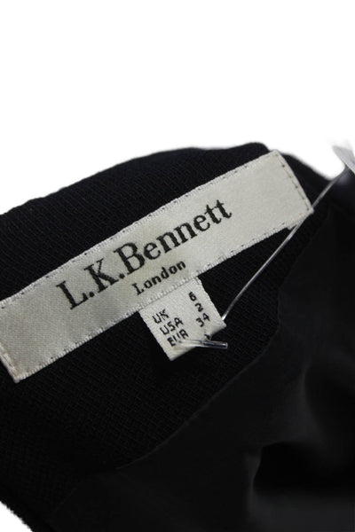 L.K. Bennett Womens Sheath Dress Black Sleeveless Round Neck Knee Length Size 2