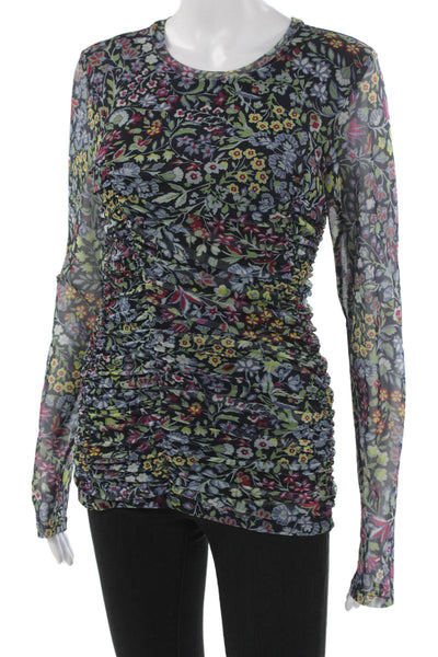BCBGMAXAZRIA Womens Floral Tunic Blouse Long Sleeve Multicolor Size S