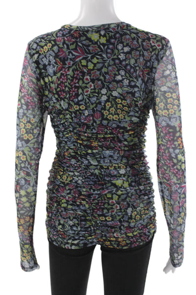 BCBGMAXAZRIA Womens Floral Tunic Blouse Long Sleeve Multicolor Size S