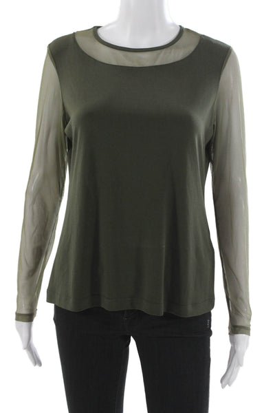 Anatomie Women Basic Polyester Long Sleeve Round Neck Green Blouse Size M