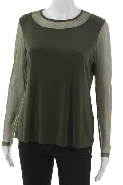 Anatomie Women Basic Polyester Long Sleeve Round Neck Green Blouse Size M