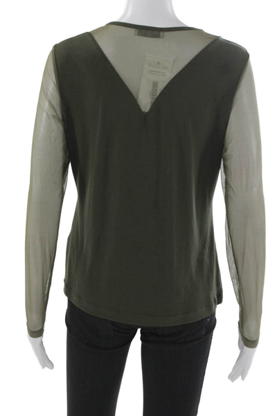 Anatomie Women Basic Polyester Long Sleeve Round Neck Green Blouse Size M