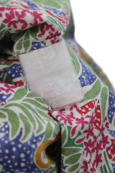 J Crew Womens Basic Floral Collared Long Sleeve Cotton Blouse Button Size 4