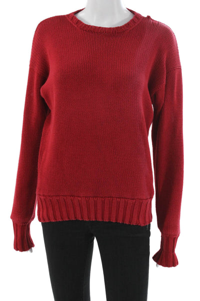 Polo Ralph Lauren Women Pullover Sweater Red Crew Neck 100% Cotton Size M