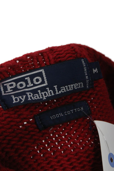 Polo Ralph Lauren Women Pullover Sweater Red Crew Neck 100% Cotton Size M