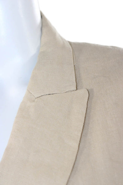 Zara Women Basic Linen Jacket Beige Button Long Sleeve Size XS