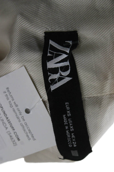 Zara Women Basic Linen Jacket Beige Button Long Sleeve Size XS