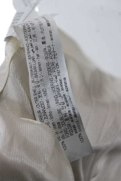 Zara Women Basic Linen Jacket Beige Button Long Sleeve Size XS