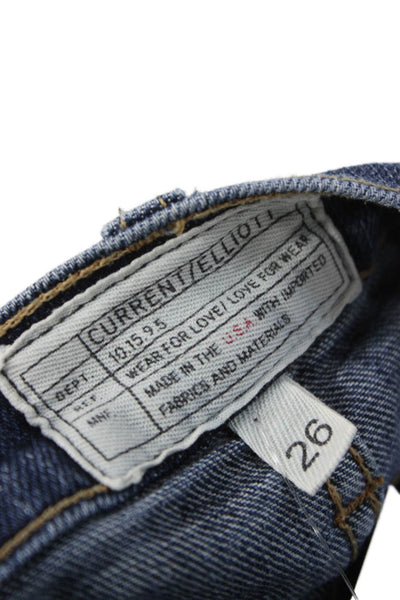 Current/Elliott Womens Cropped Blue Jeans Mid Rise Cotton Size 26