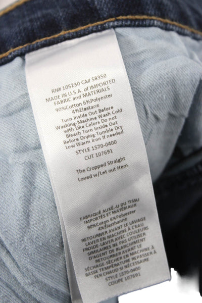 Current/Elliott Womens Cropped Blue Jeans Mid Rise Cotton Size 26